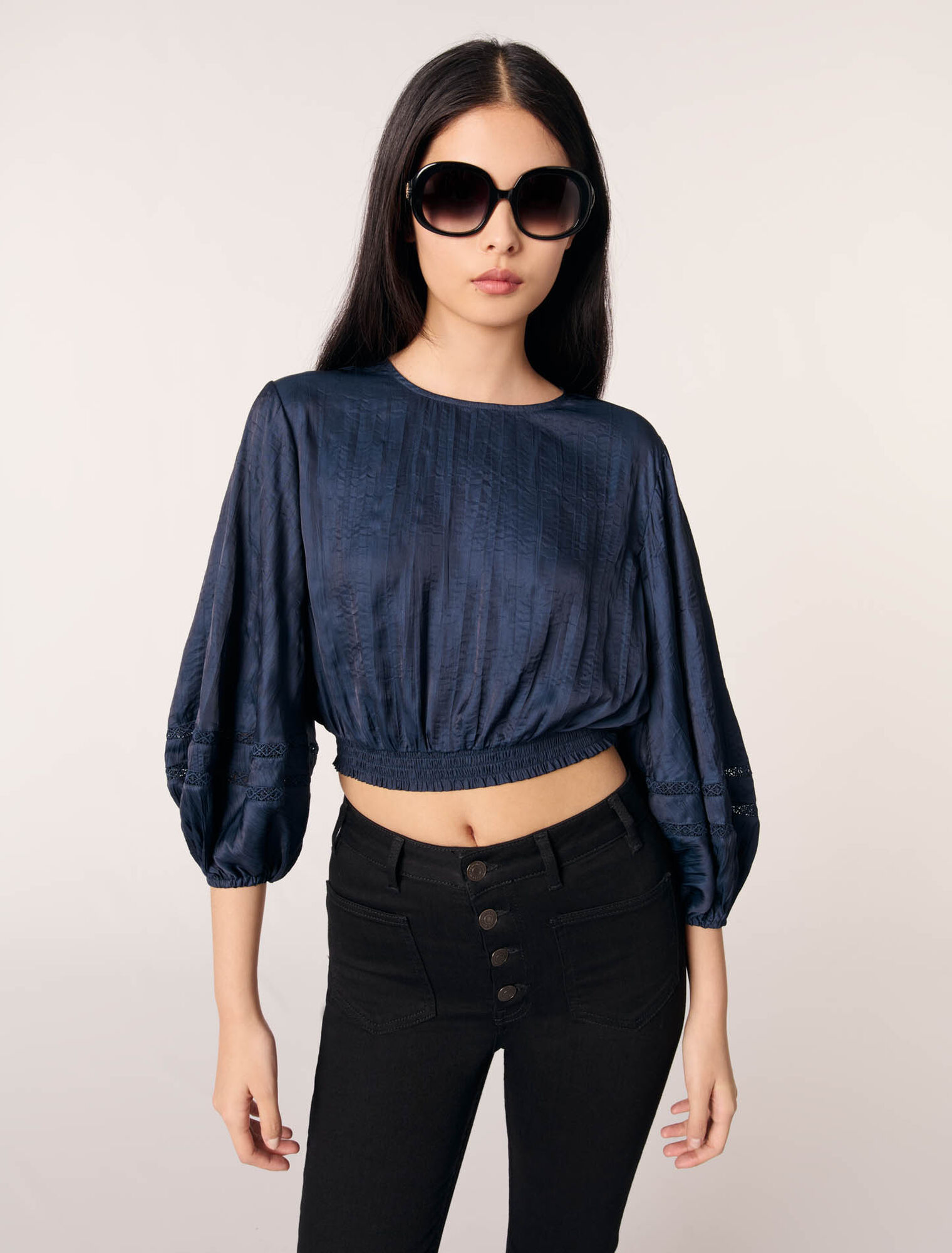 Satin-look cropped top