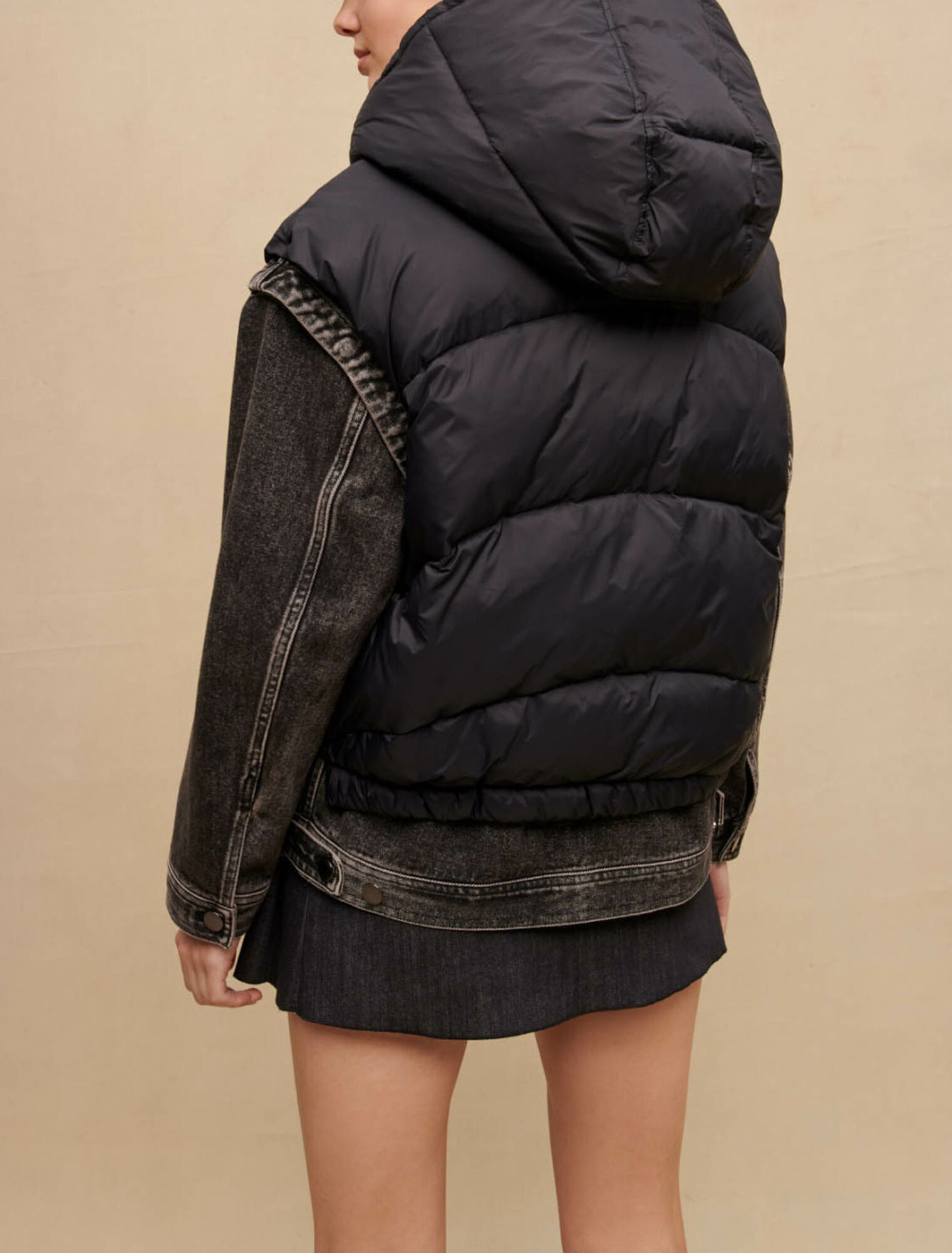 Blouson bi-matière noir