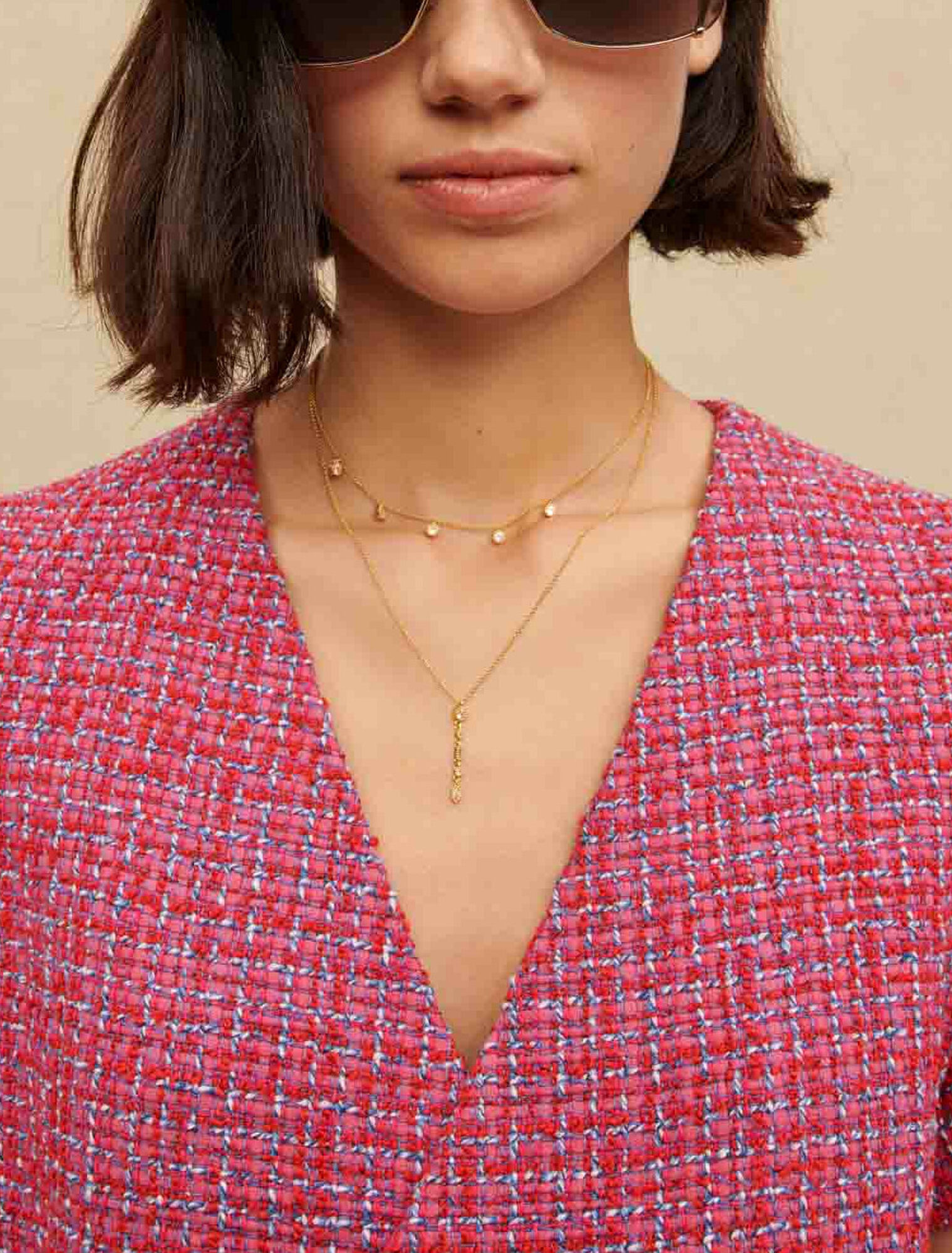Robe courte en tweed dos ouvert