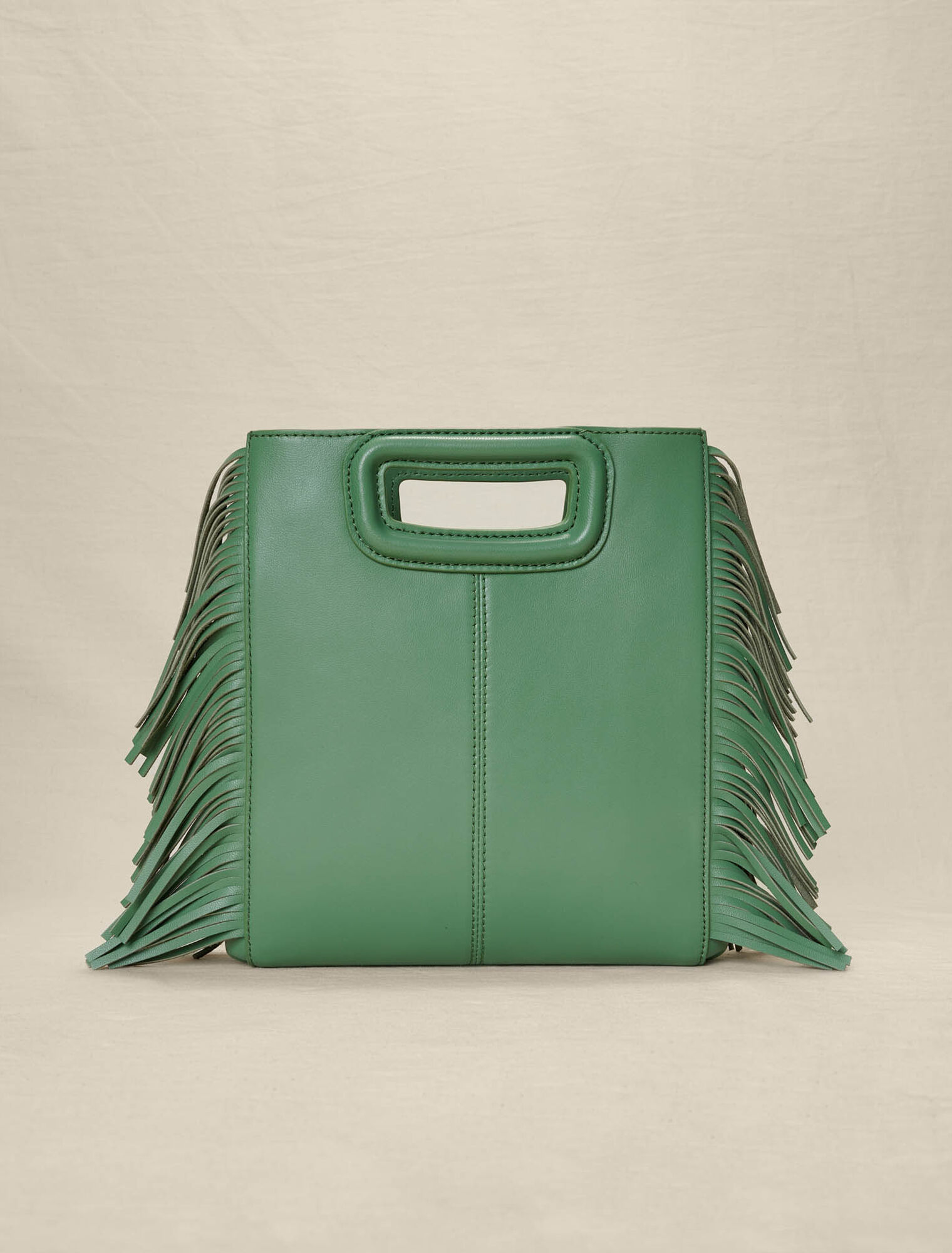 Perforated, fringed leather M bag
