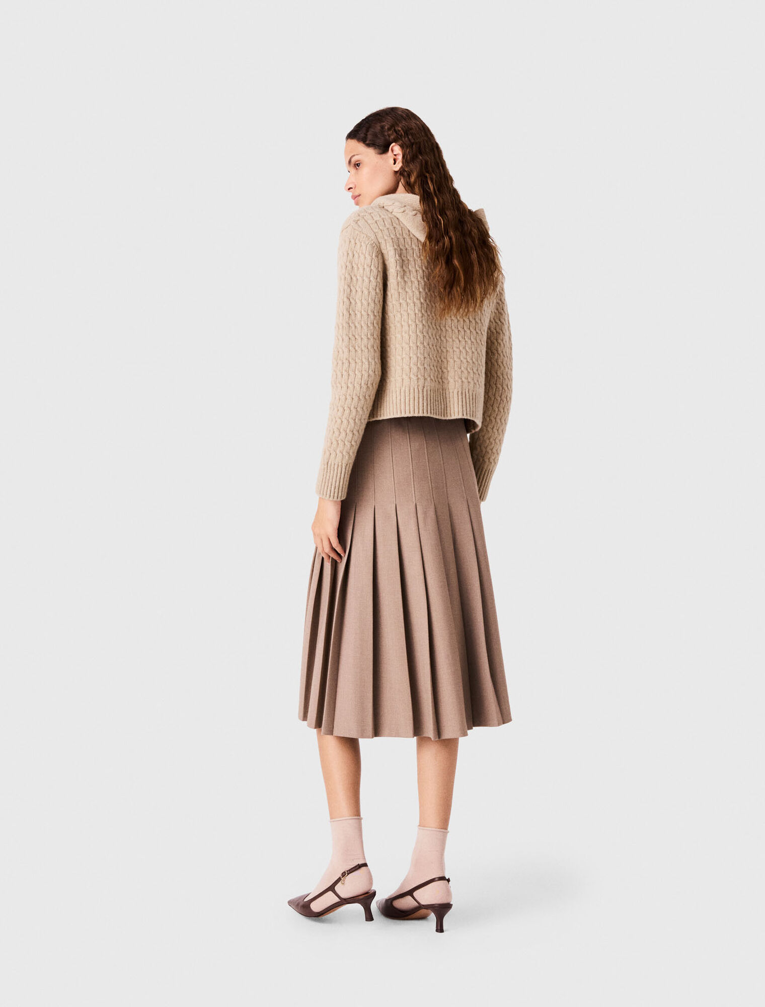 Pleated midi skirt with buckles
