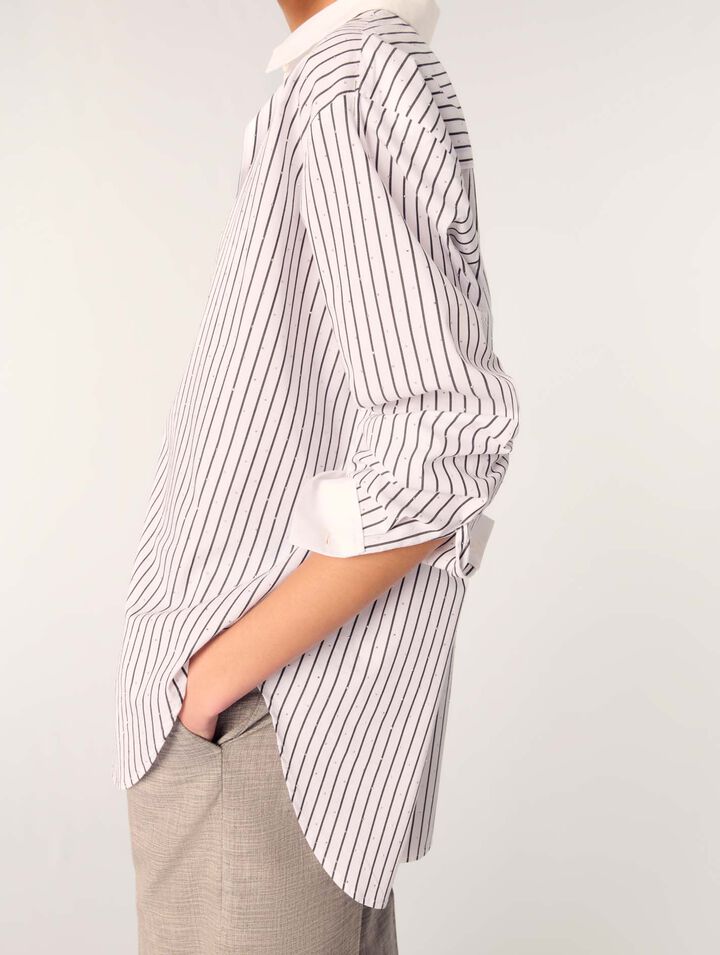 Chemise à rayures strassée
