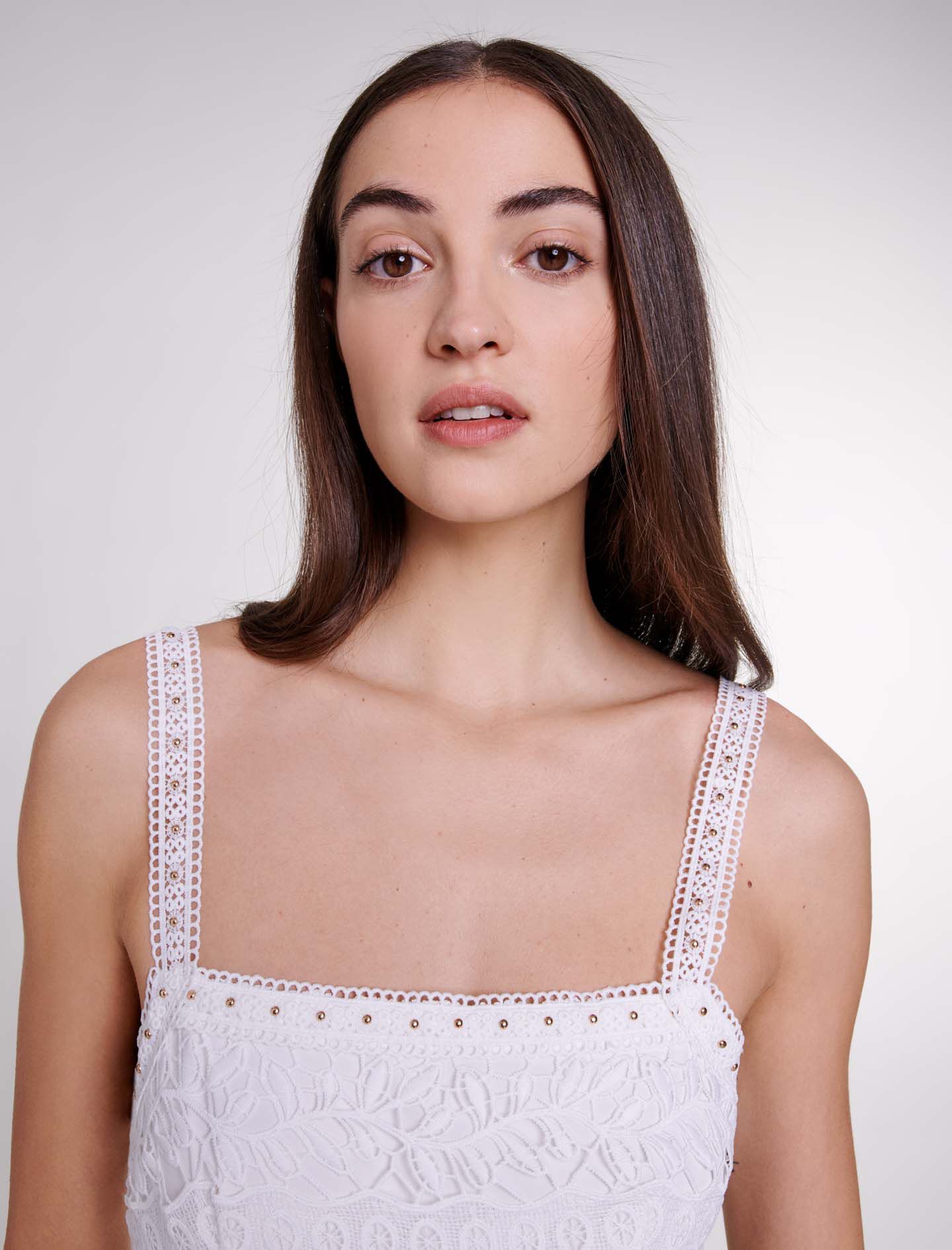 Crochet-knit maxi dress White For Women | Maje