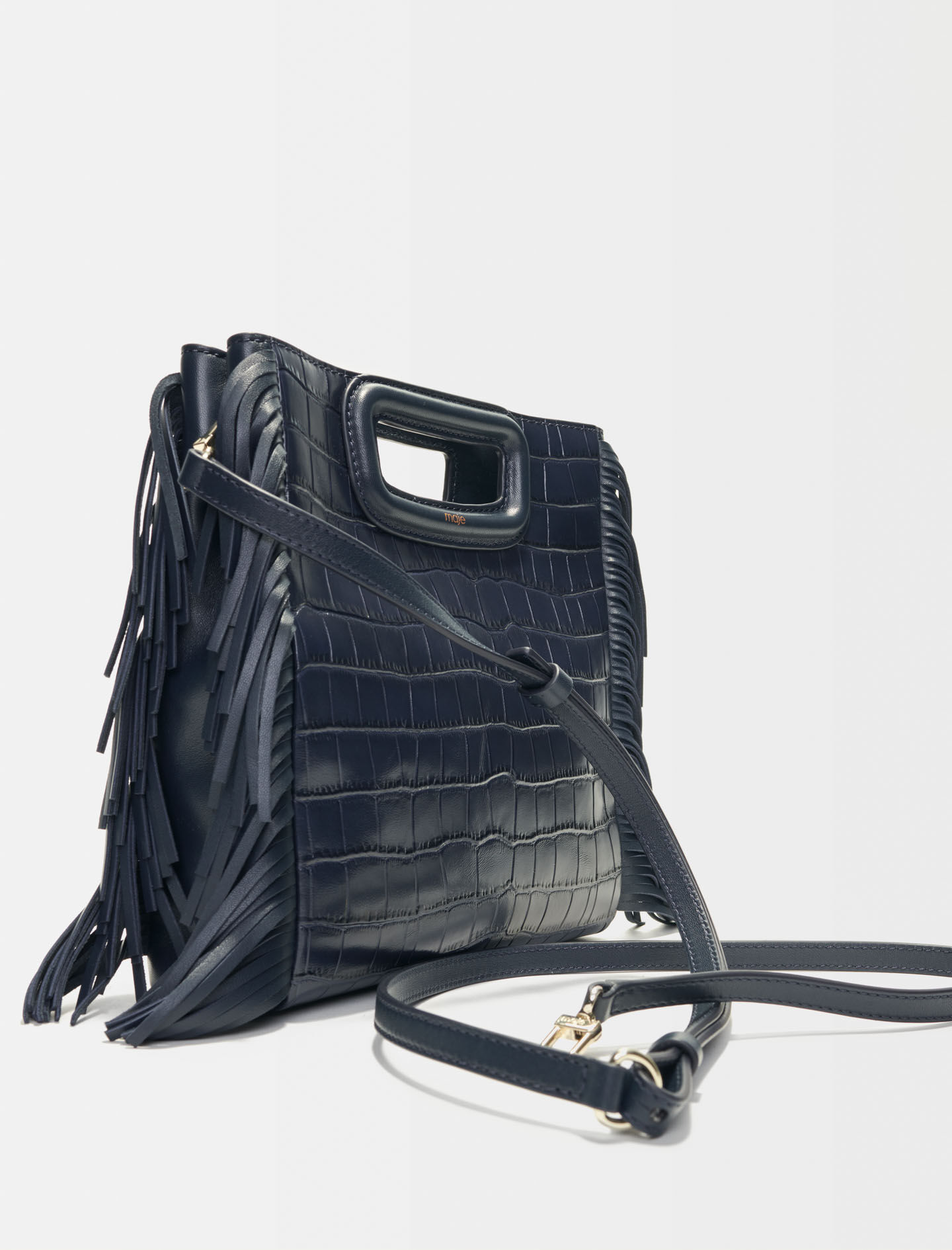 M bag in crocodile effect leather Blue For Women Maje