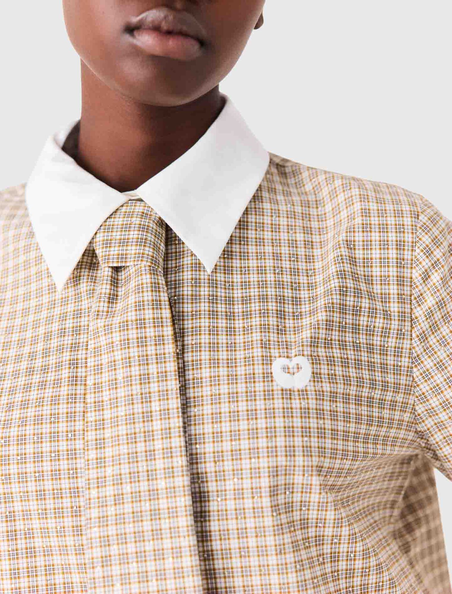 Short rhinestone checked shirt