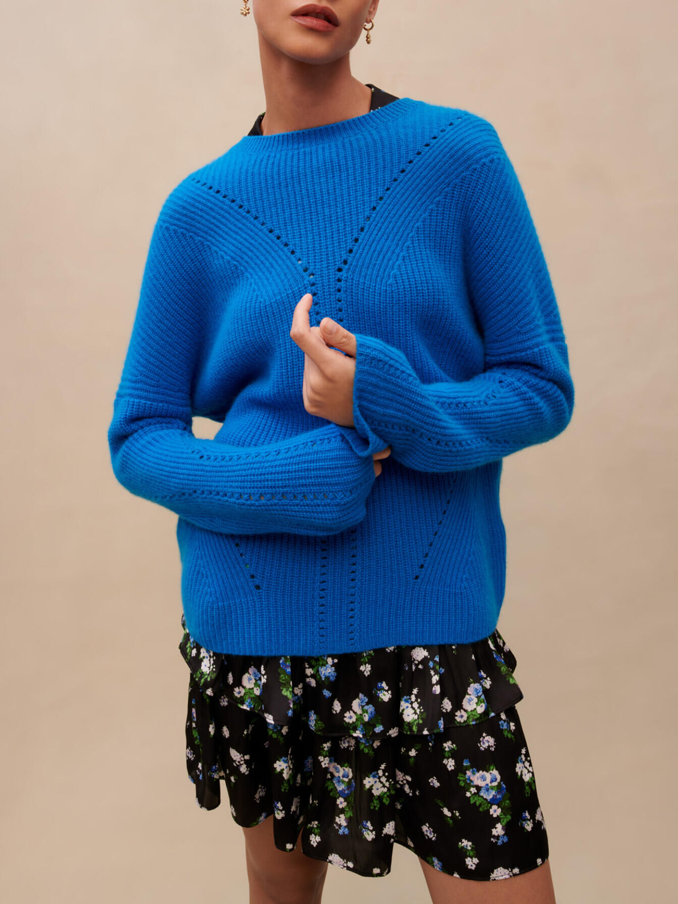 Ribbed cashmere jumper Blue For Women Maje