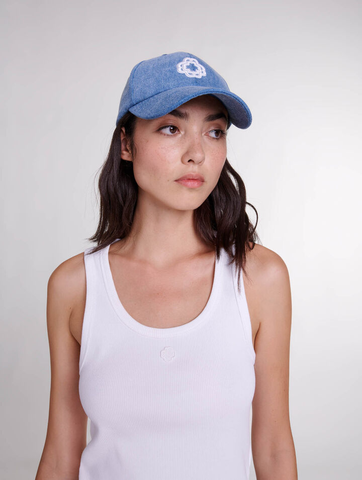 Casquette en denim à logo clover