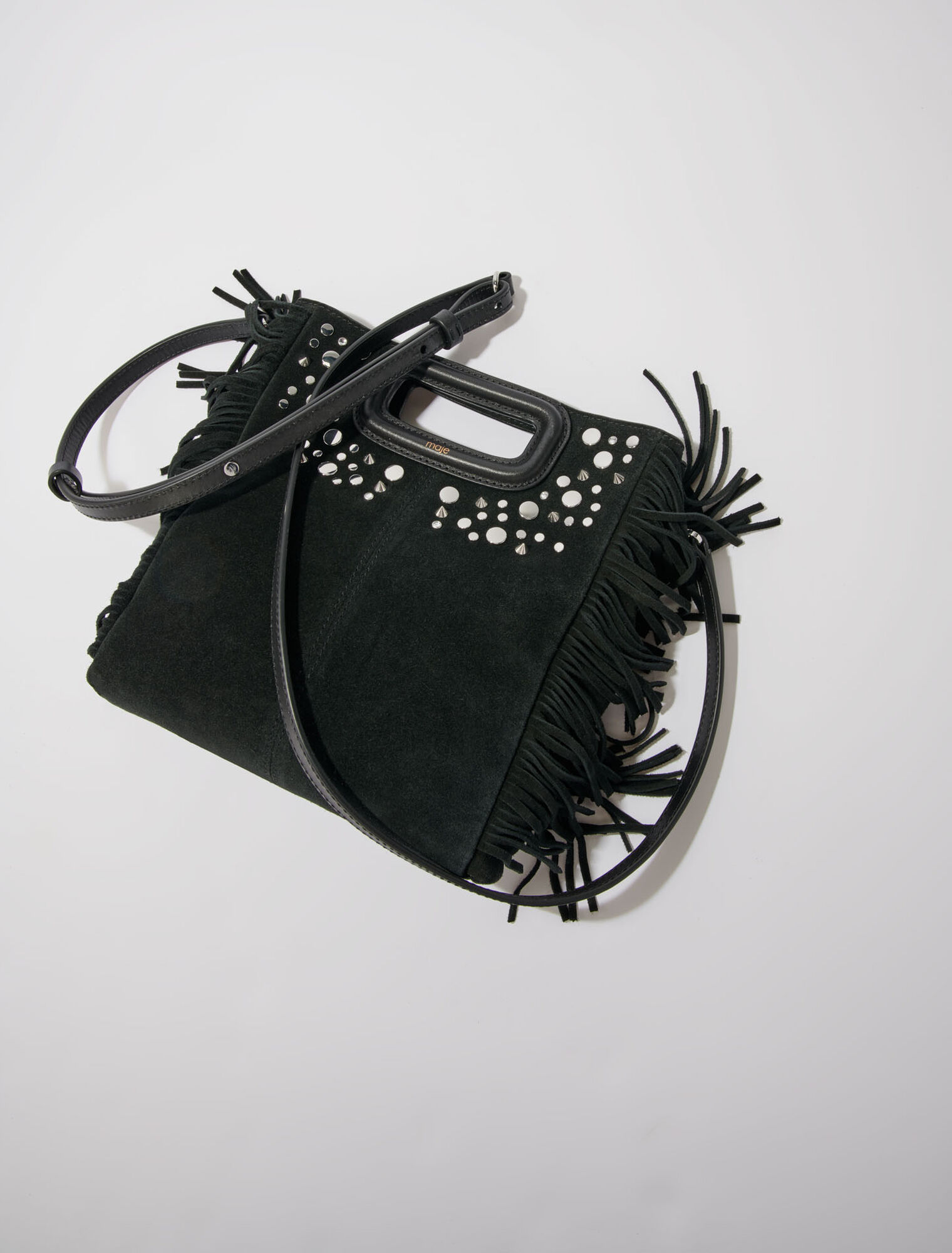 Fringed leather M bag