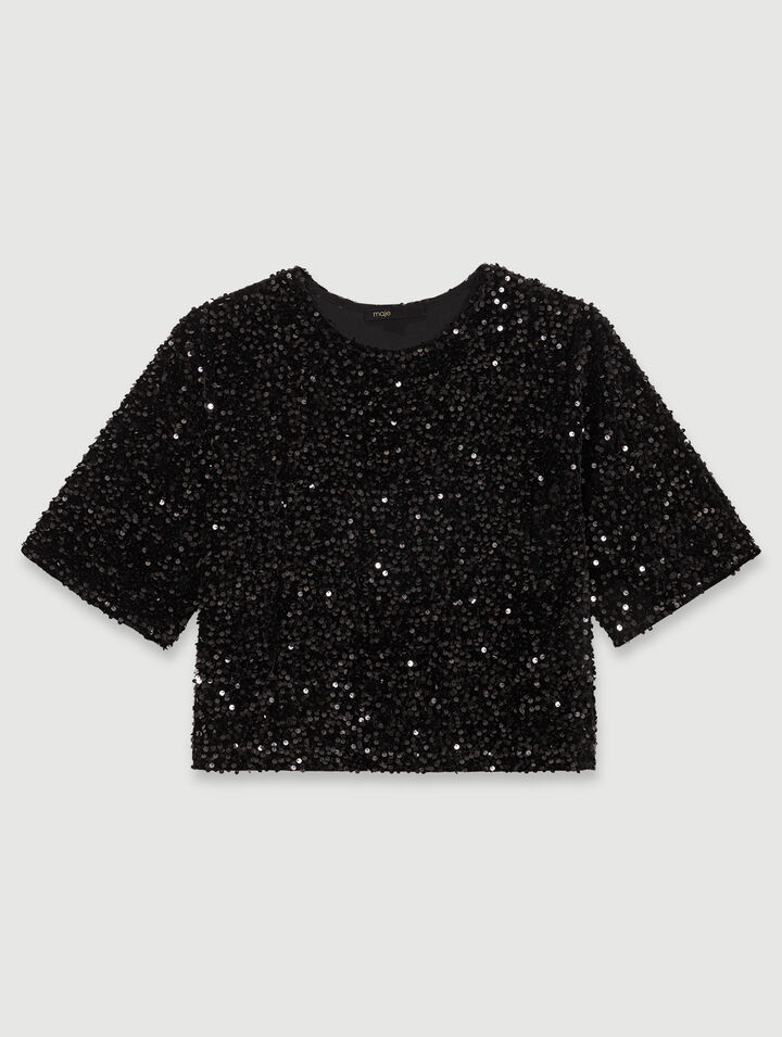 Sequinned velvet top