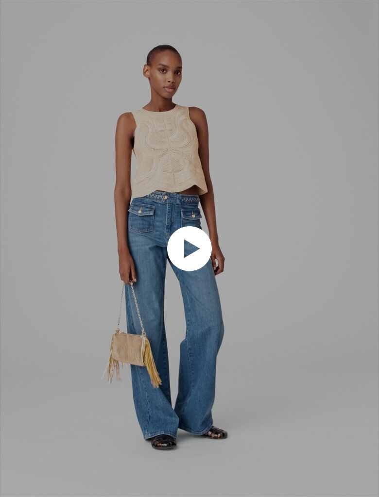 mm♡ Sleeveless crochet-knit top Natural For Women | Maje