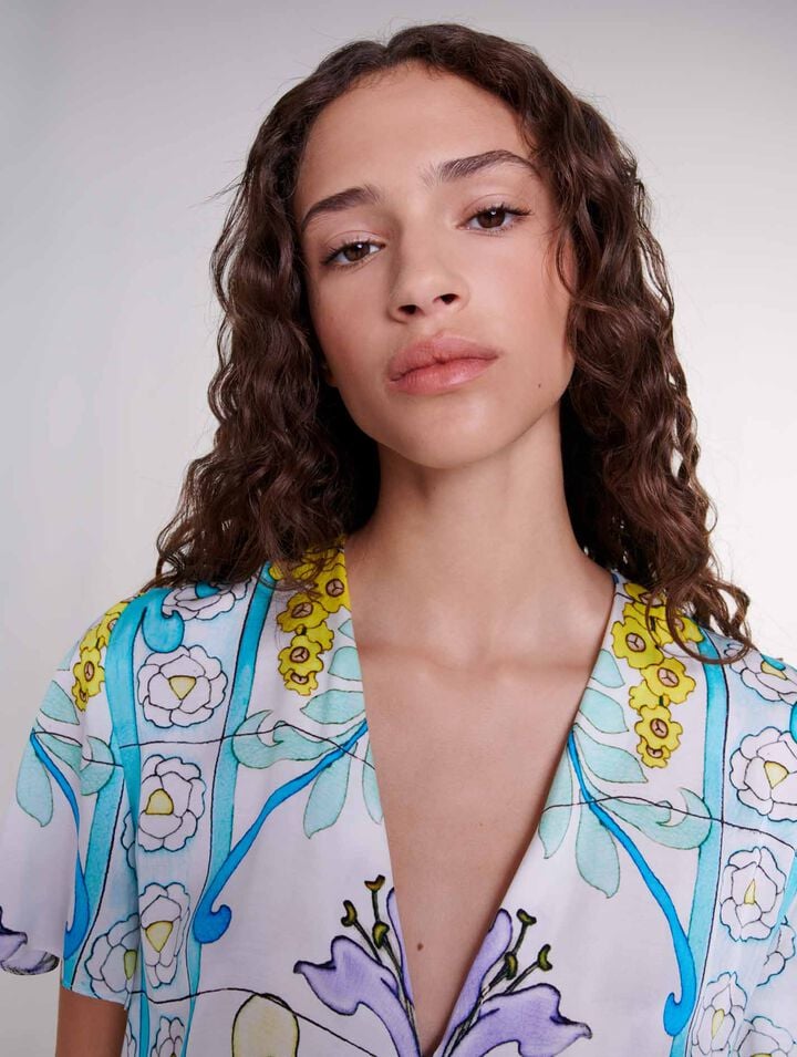 Robe courte imprimée satinée