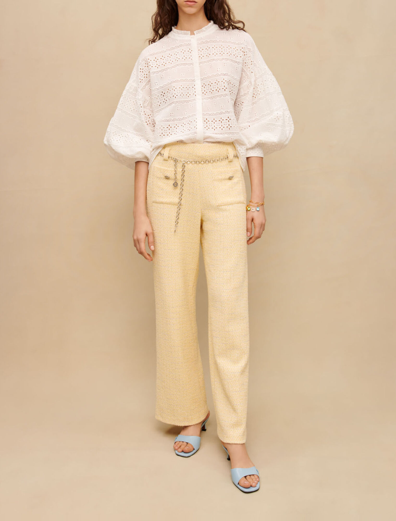 Blouse brodée en coton blanche