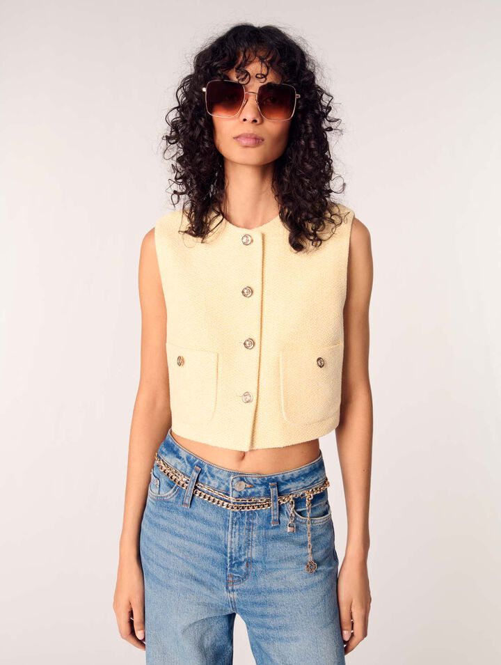 Tweed sleeveless jacket 