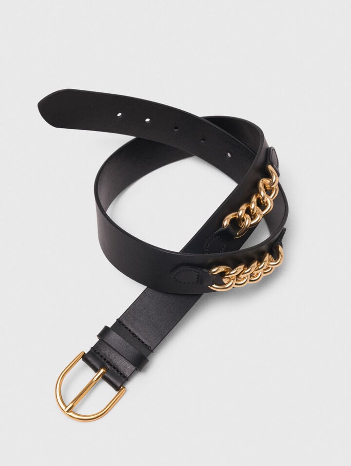 Ceinture en cuir et détails chaines