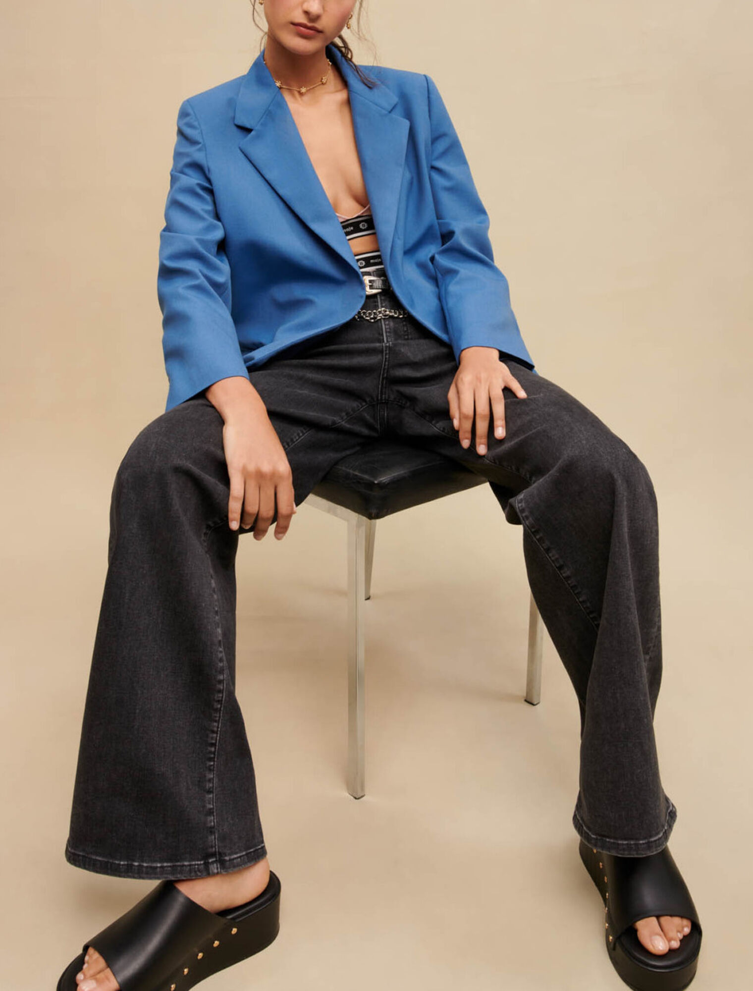 Veste de tailleur droite bleue