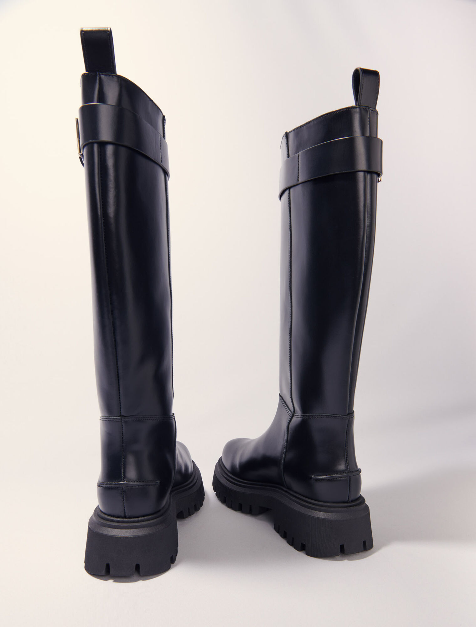 Bottes en cuir à boucle