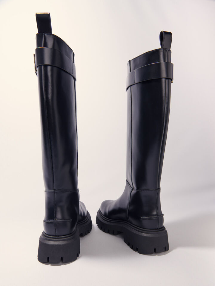 Bottes en cuir à boucle