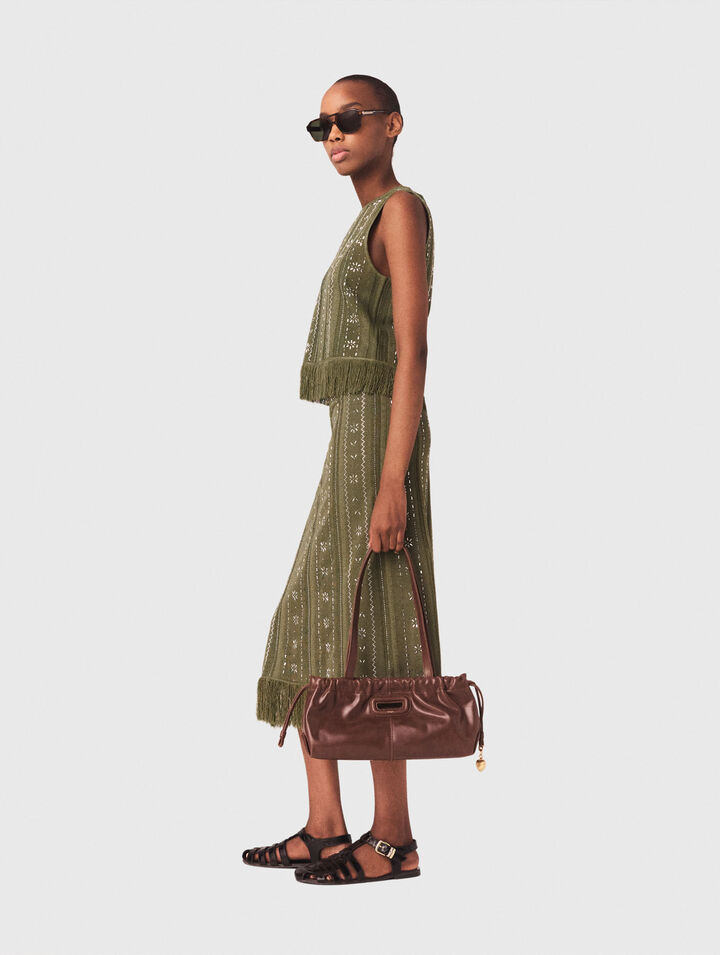 Jupe en maille avec fleurs strass&eacute;