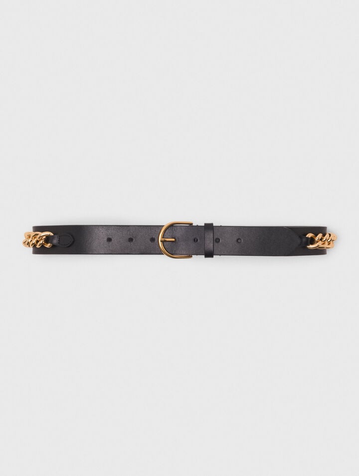 Ceinture en cuir et détails chaines