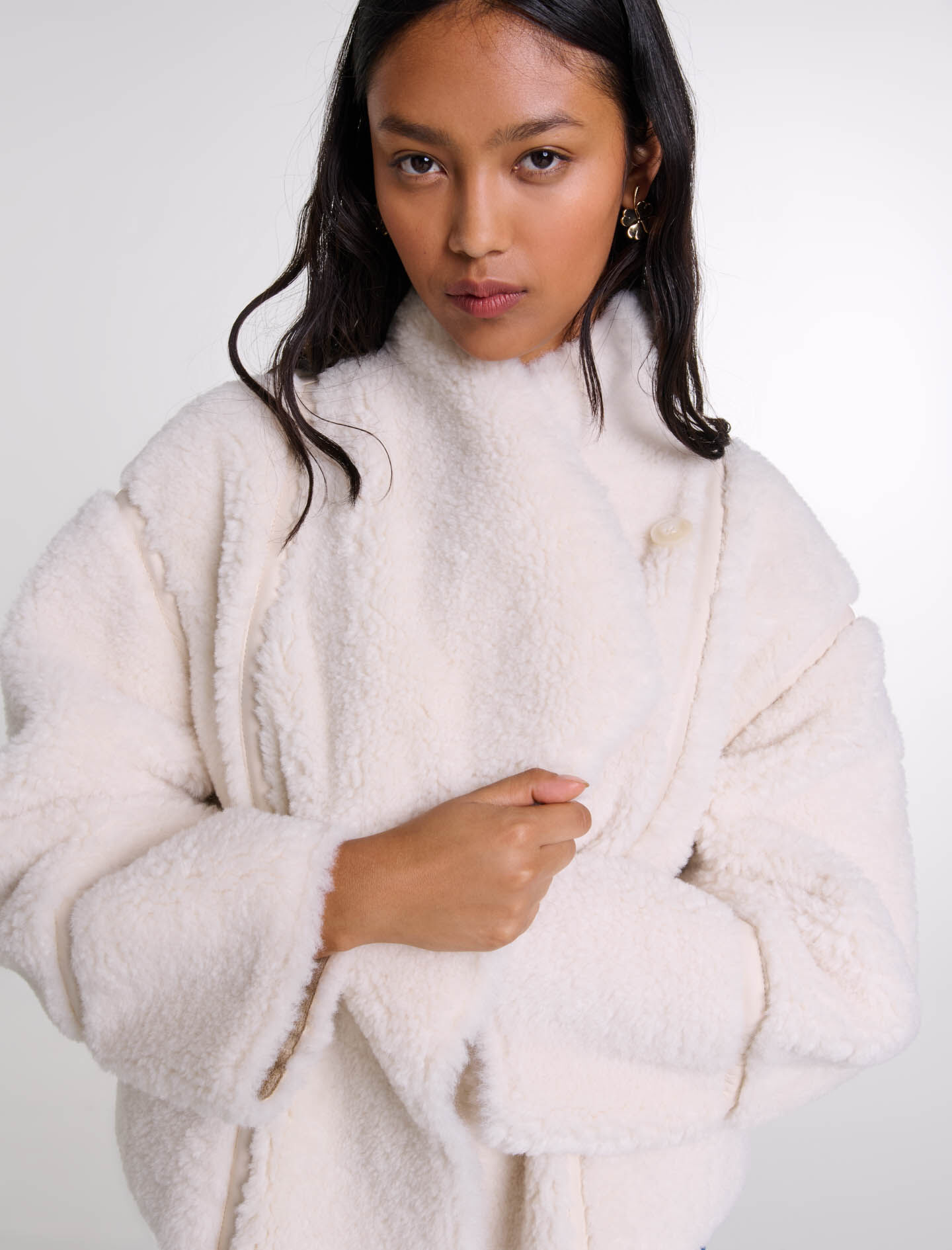 Short faux fur coat White For Women | Maje