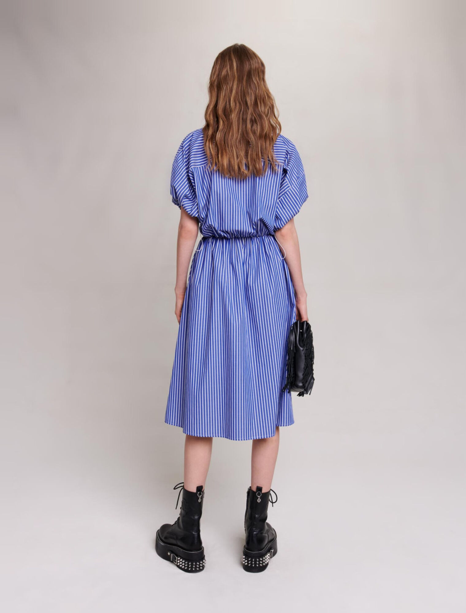 Long striped shirt dress