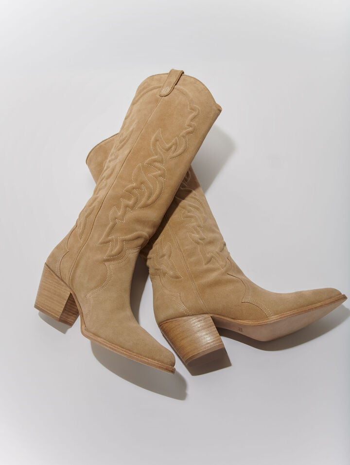 Embroidered leather cowboy boots
