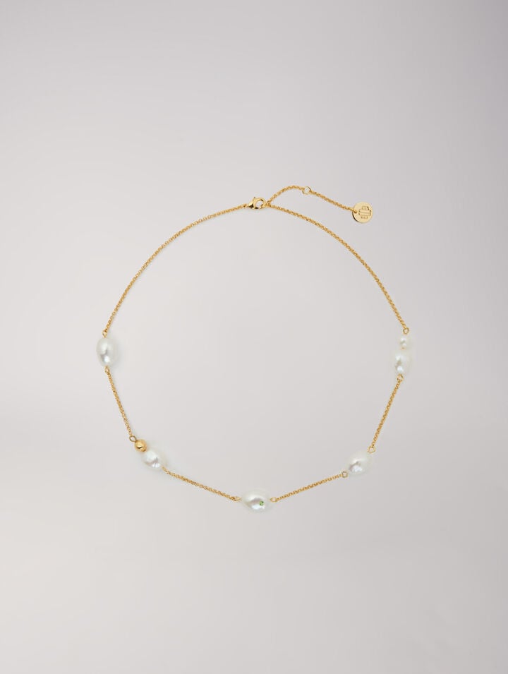 Collier doré chaîne et perles
