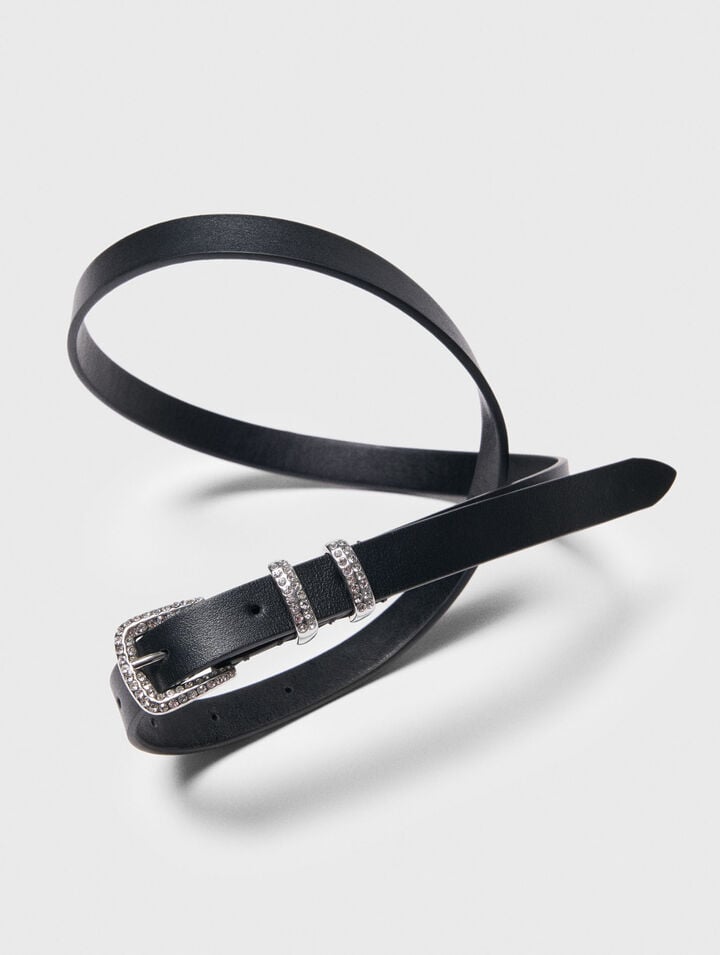 Slim belt with diamanté buckle