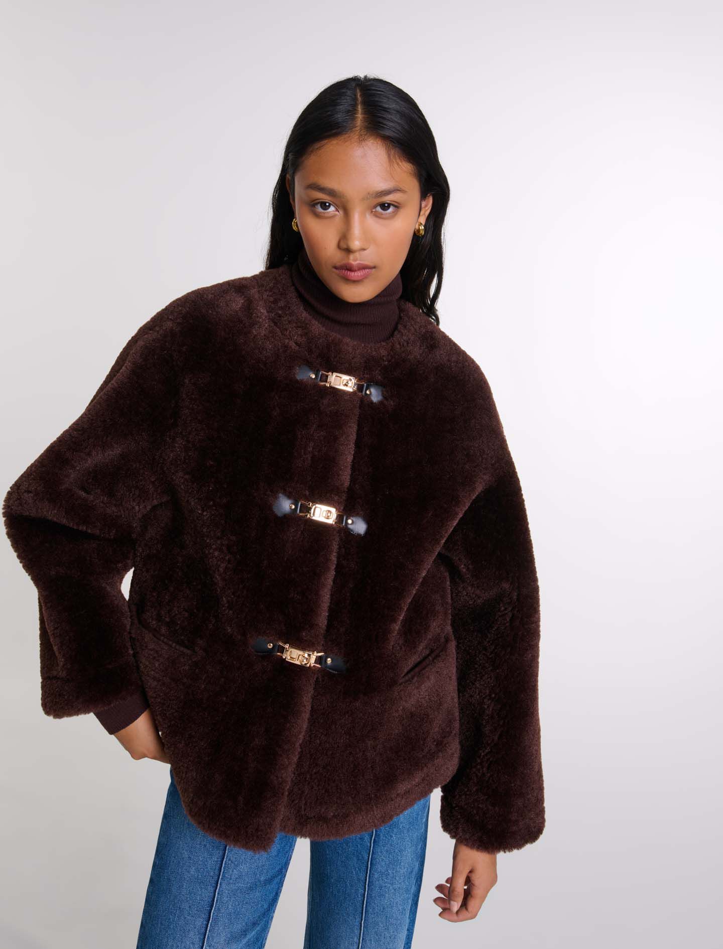 Short faux fur coat Brown For Women | Maje