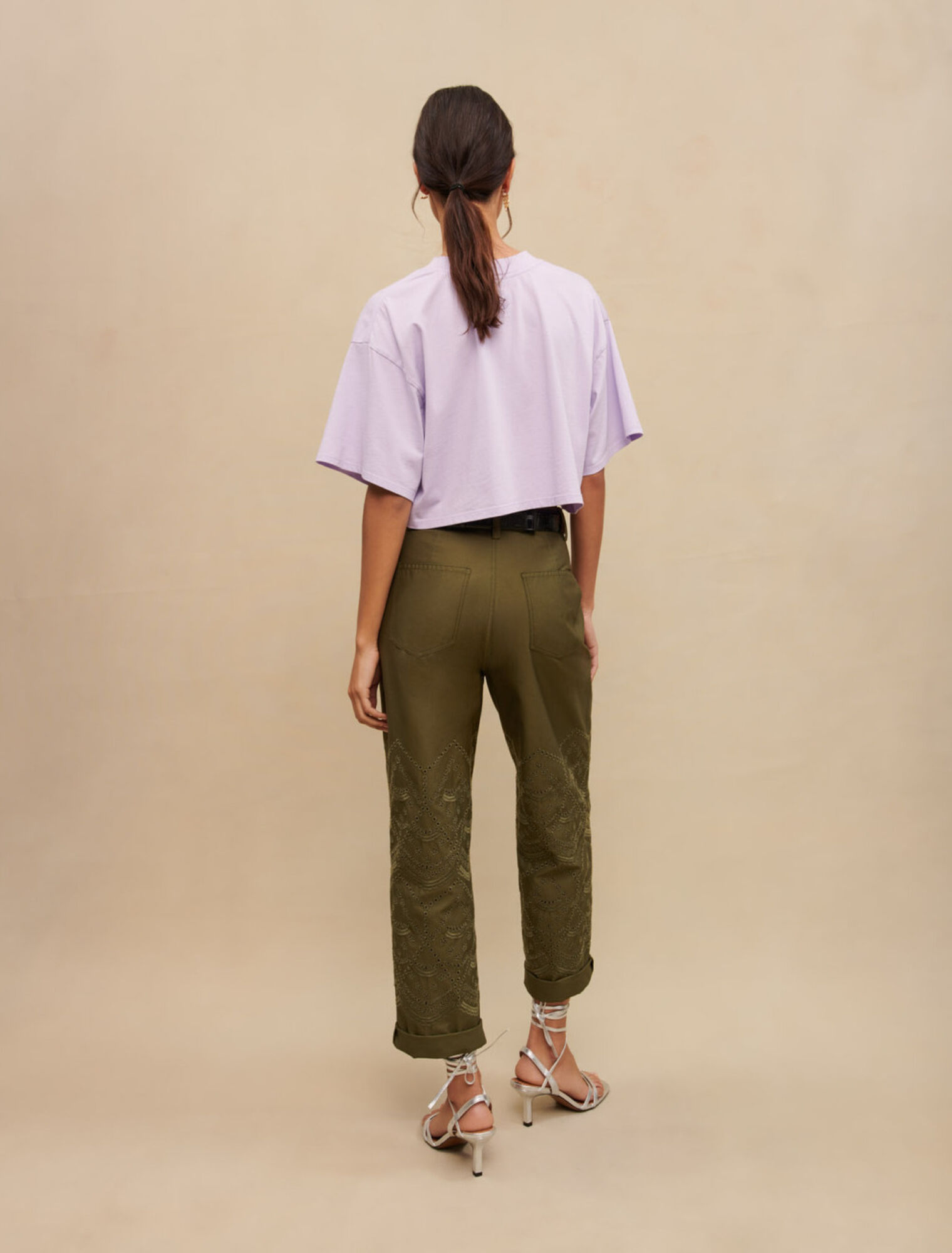 Palm-tree print cropped T-shirt