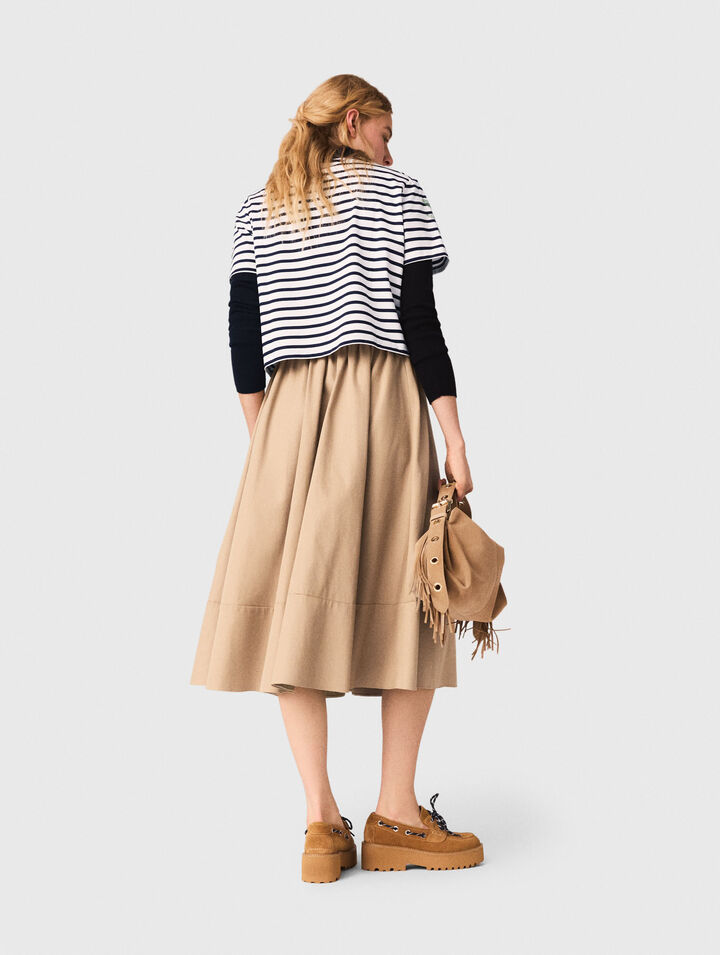 Striped rhinestone flower T-shirt