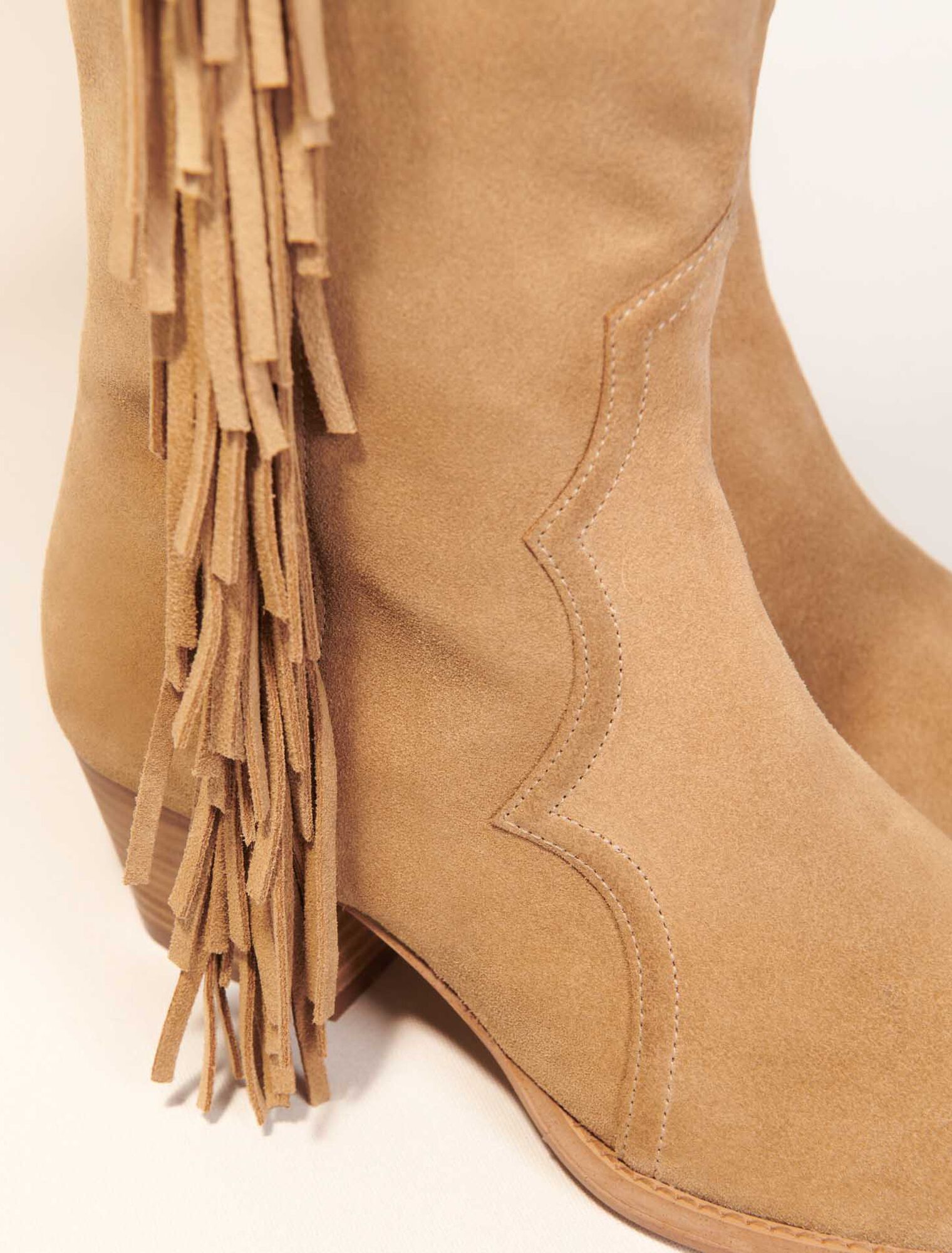 Bottes western en suède à franges