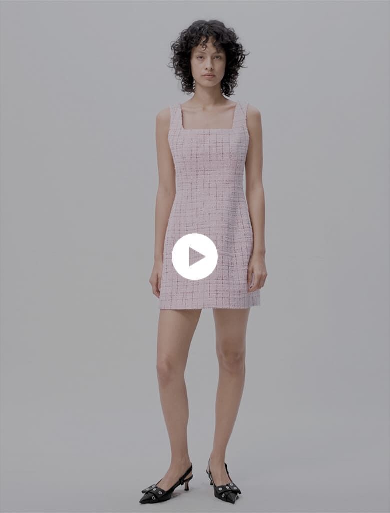 May Tweed Mini Dress Mサイズ Short tweed dress Black / Gray For Women | Maje
