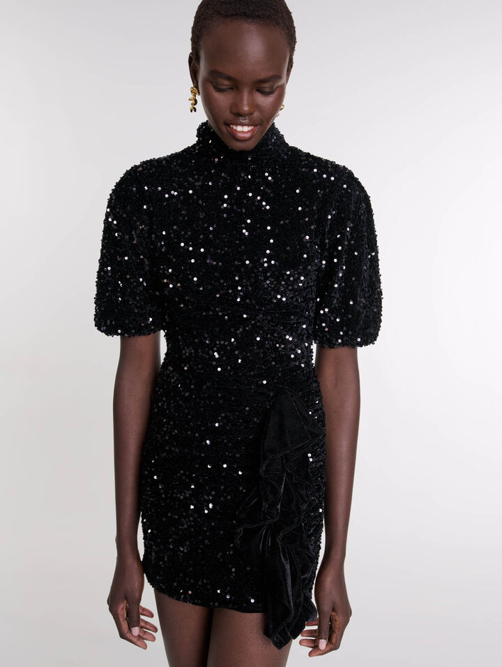 Robe courte velours et sequins