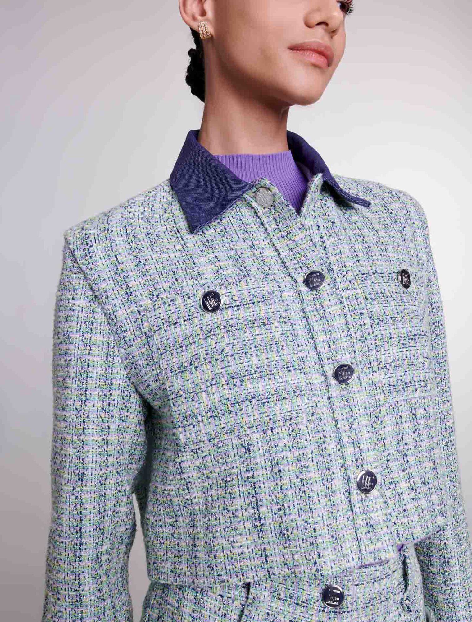 Veste courte en tweed contrasté