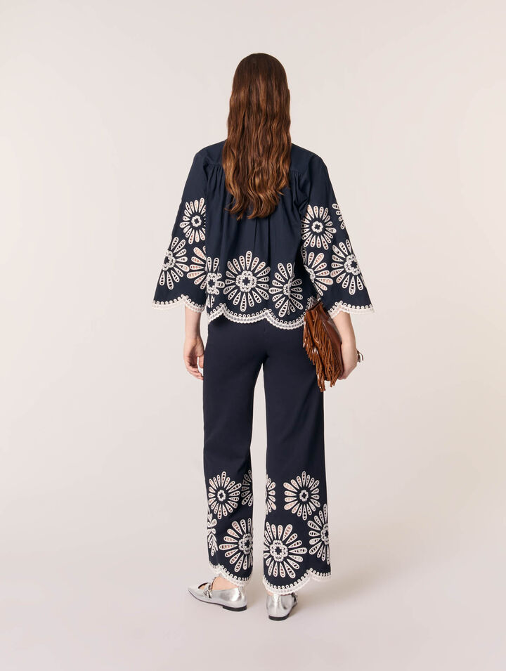 Chemise courte avec détails crochet