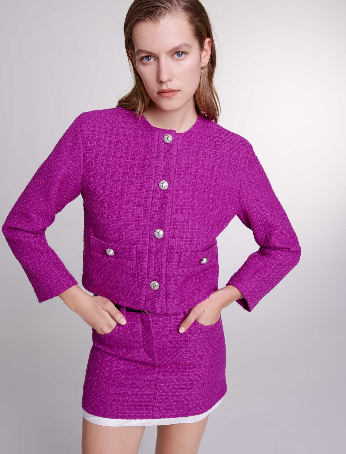 majeピンク ツイード ジャケット Tweed jacket Pink For Women | Maje