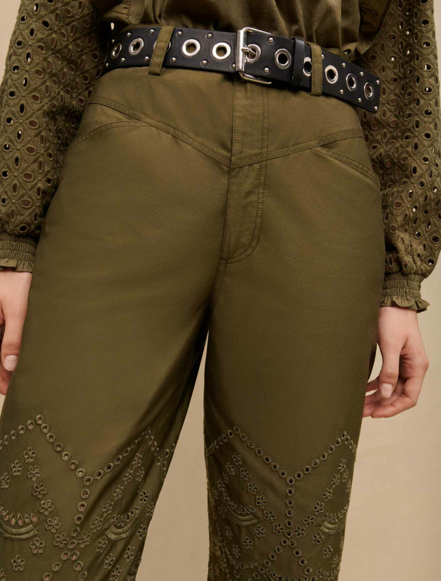 Pantalon en coton brodé