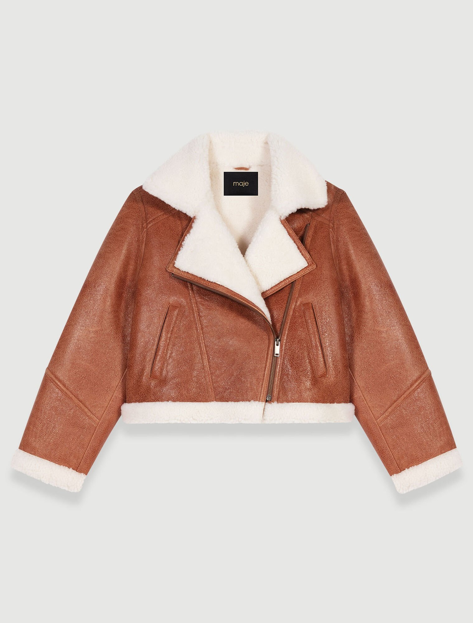 Blouson en cuir et fausse fourrure