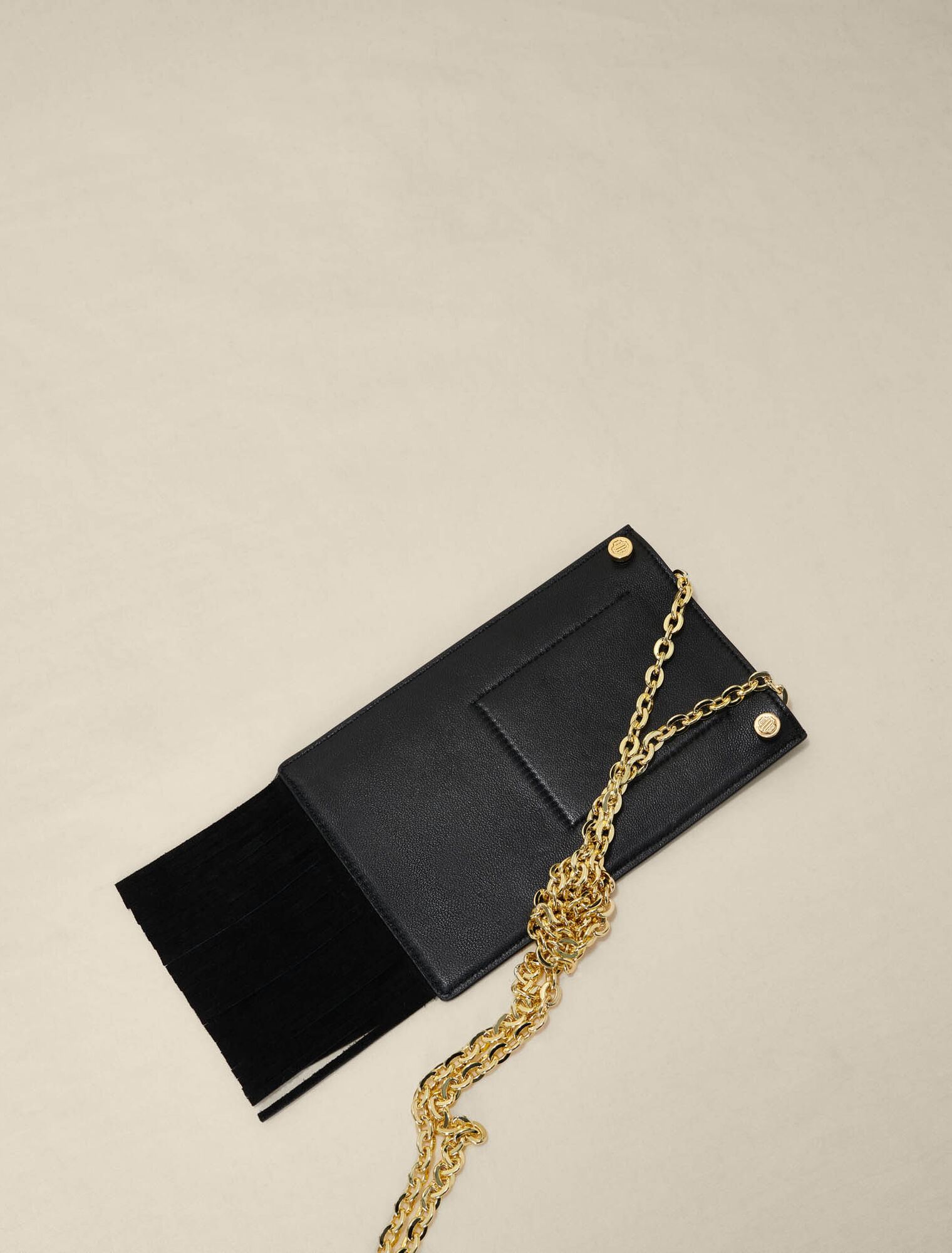 Leather fringe phone bag