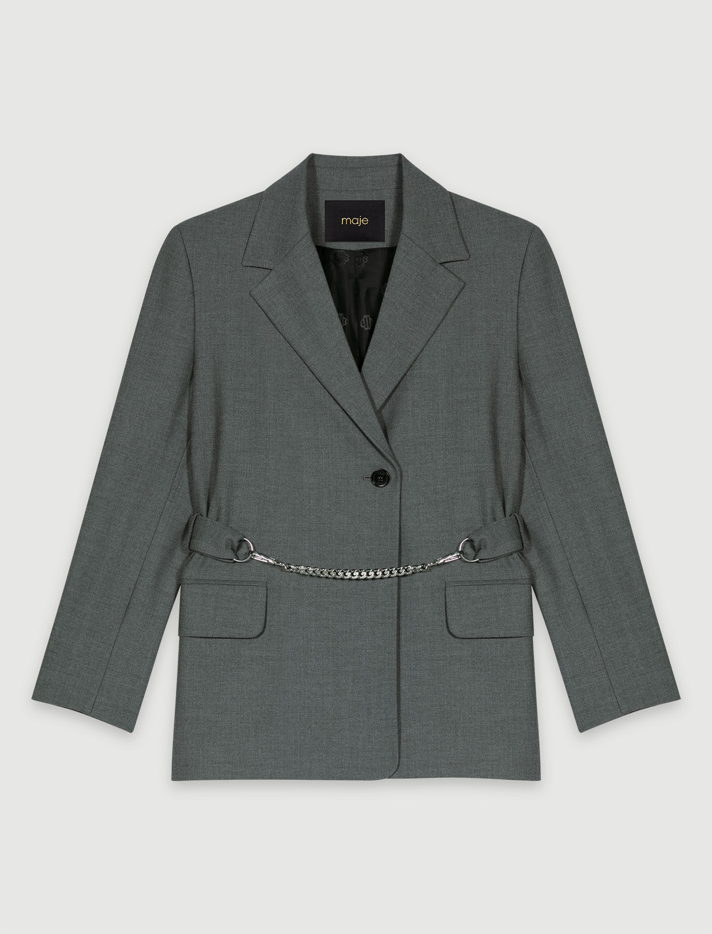 Suit jacket with chain belt Black / Gray For Women | Maje