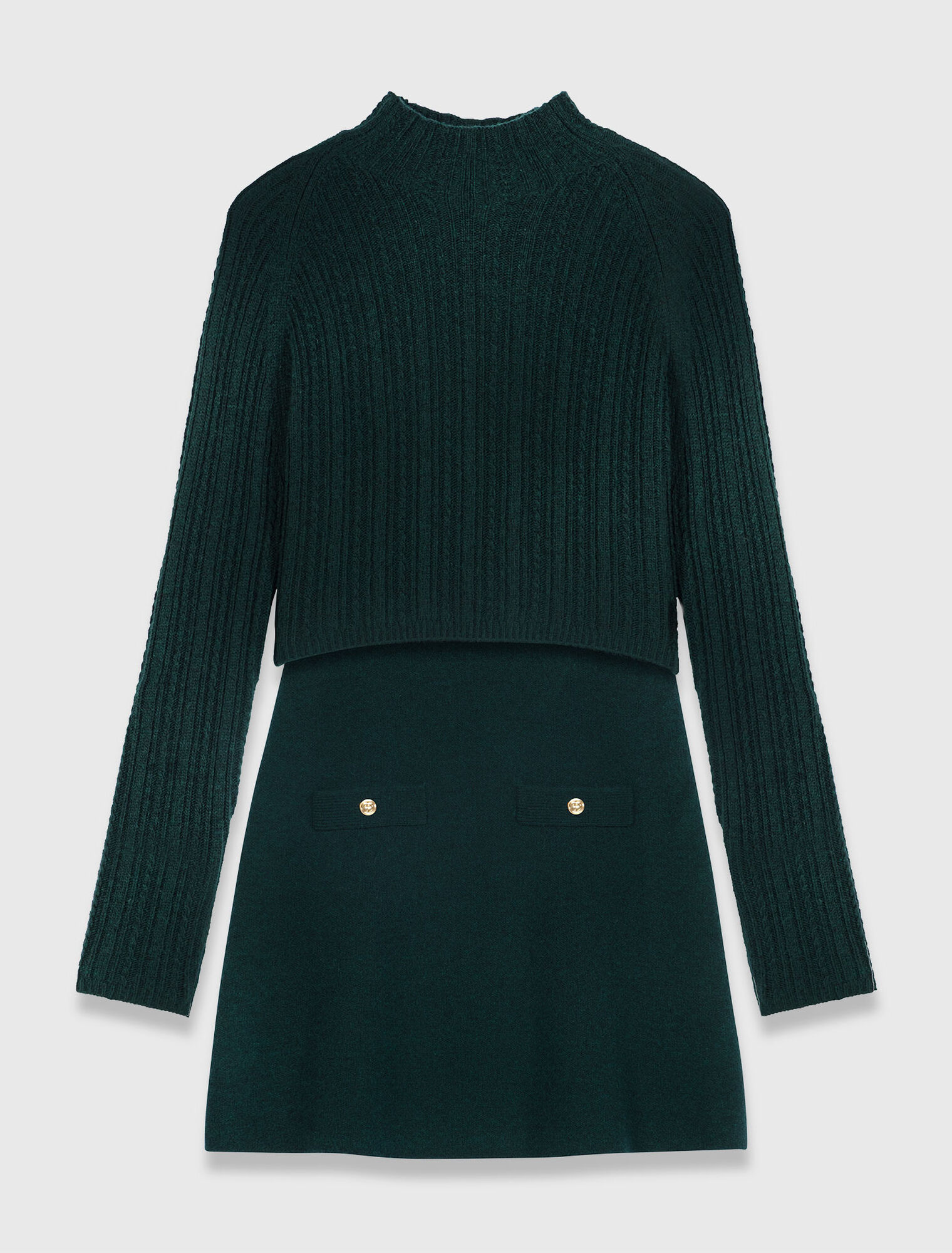 Knit dress with removable sweater