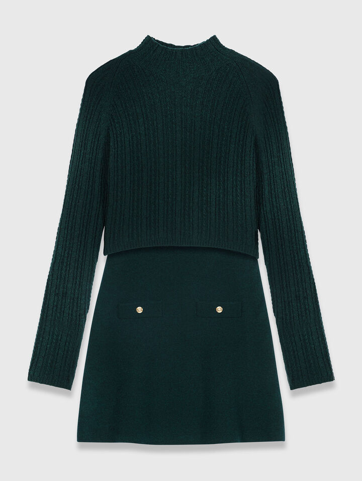 Knit dress with removable sweater
