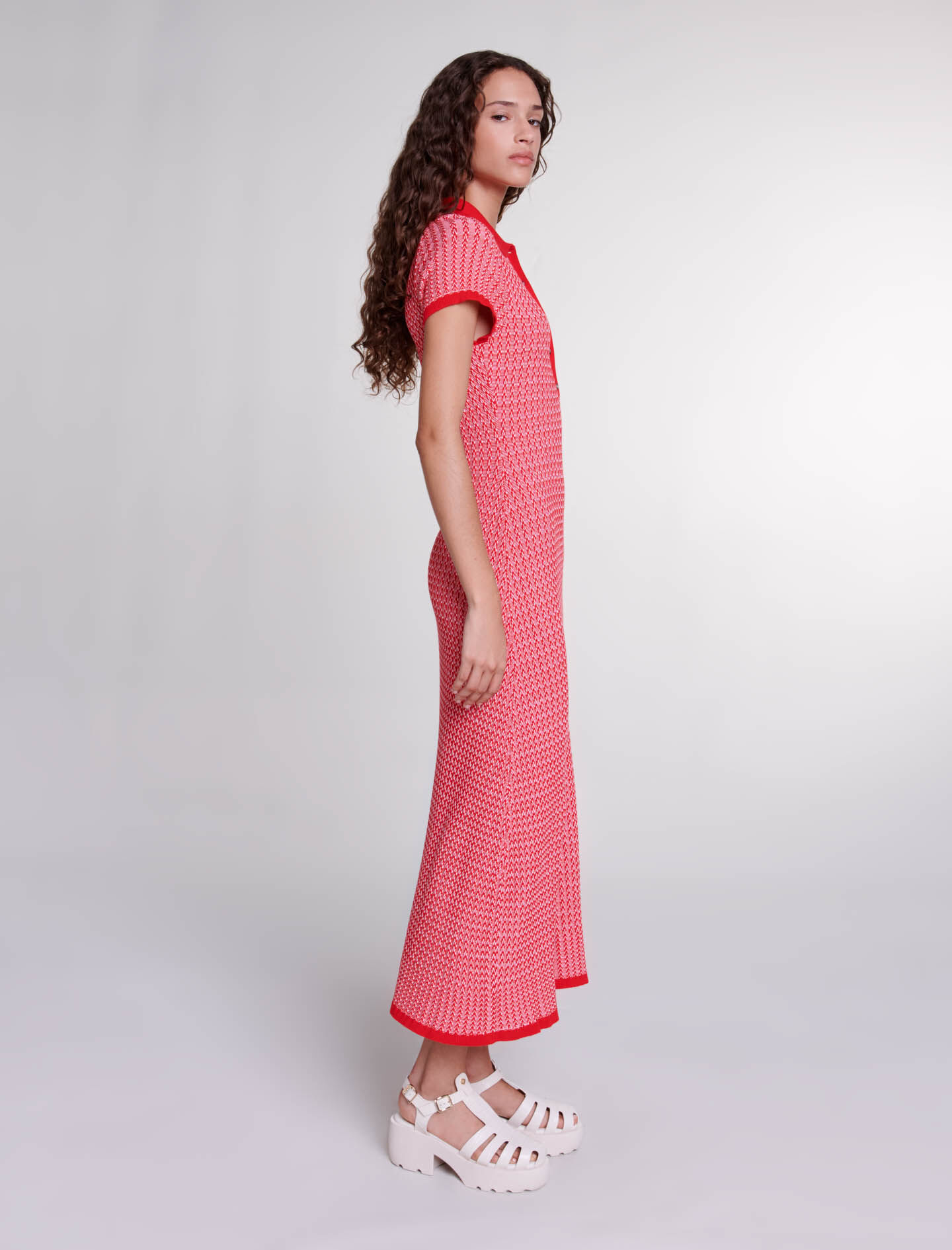 Robe longue rouge maje on sale