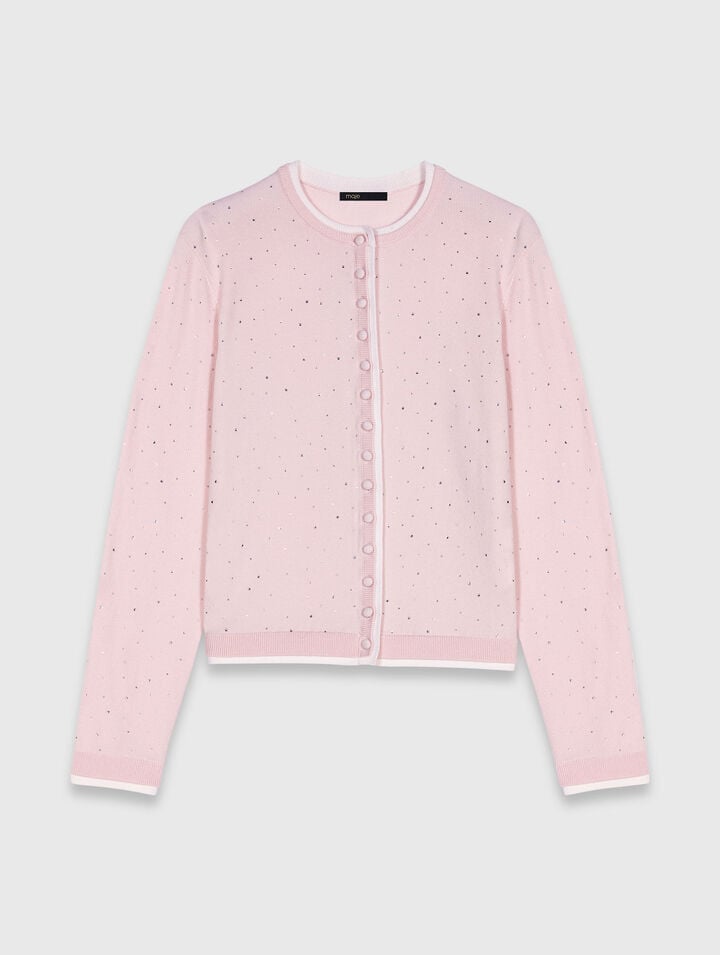 Cardigan 100% laine avec strass 