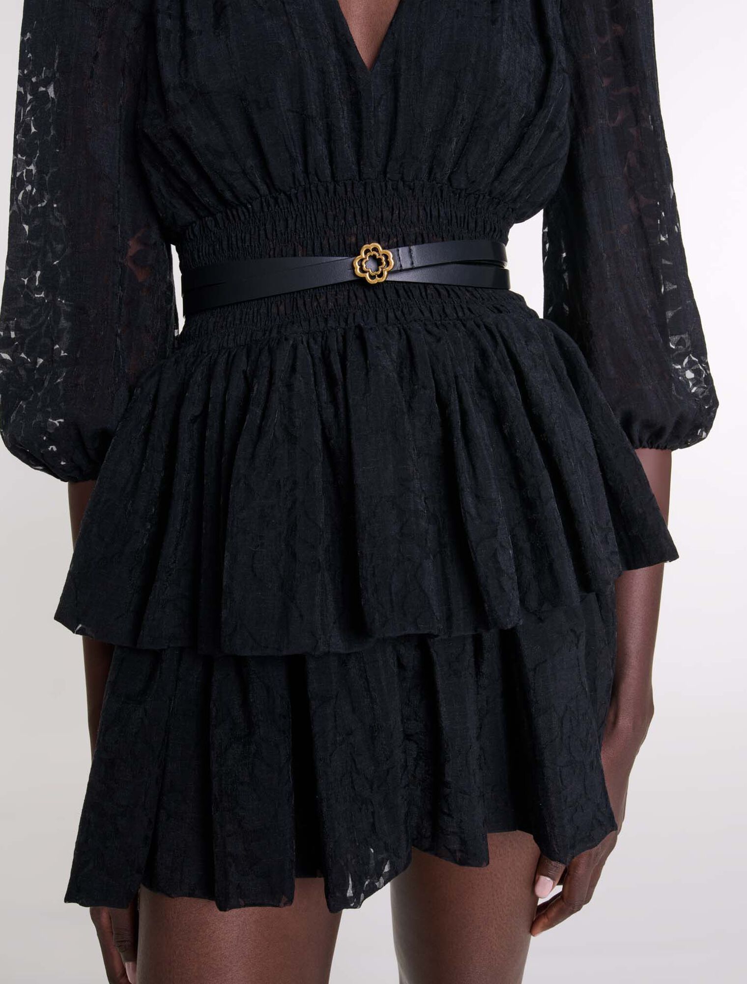 Ceinture fine en cuir double tour