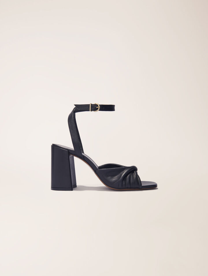 Sandales en cuir lisse à talon