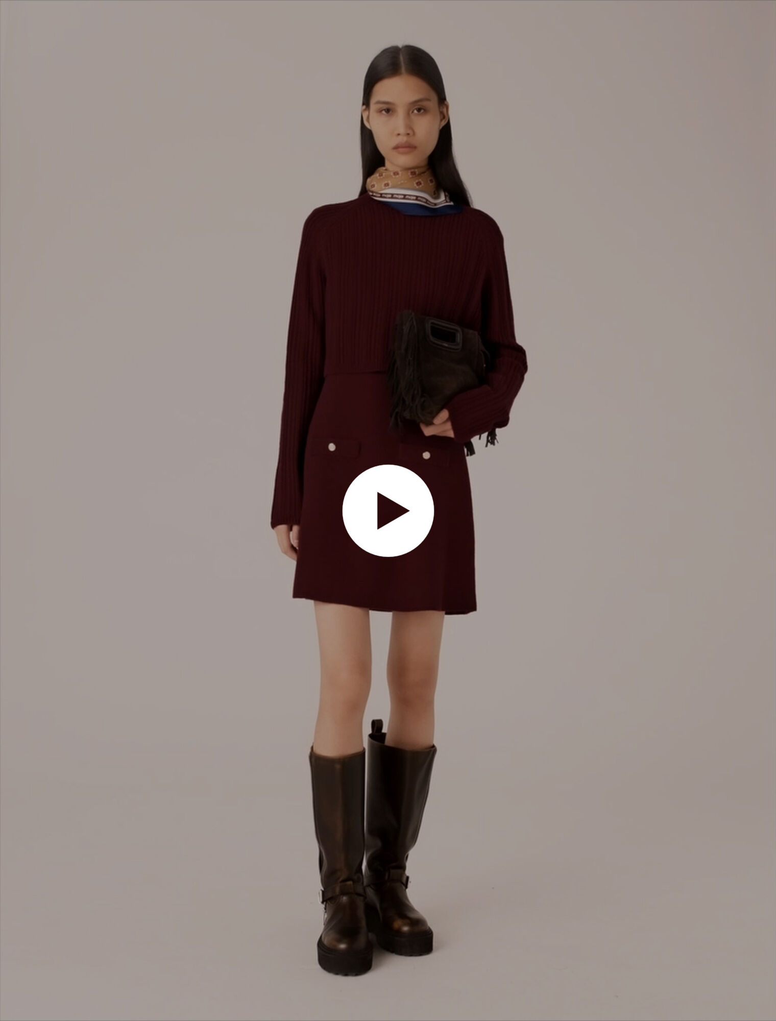 Knit mini dress with removable sweater