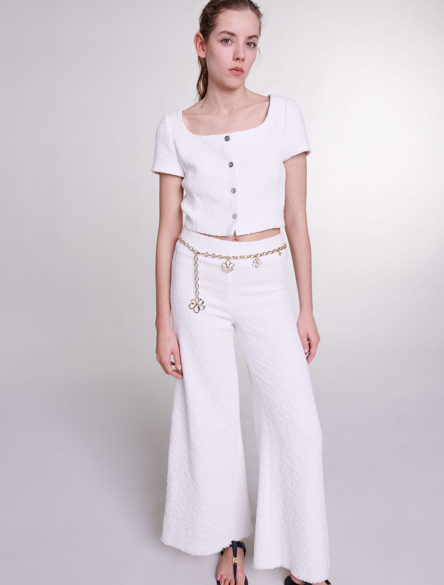 Pantalon large en tweed