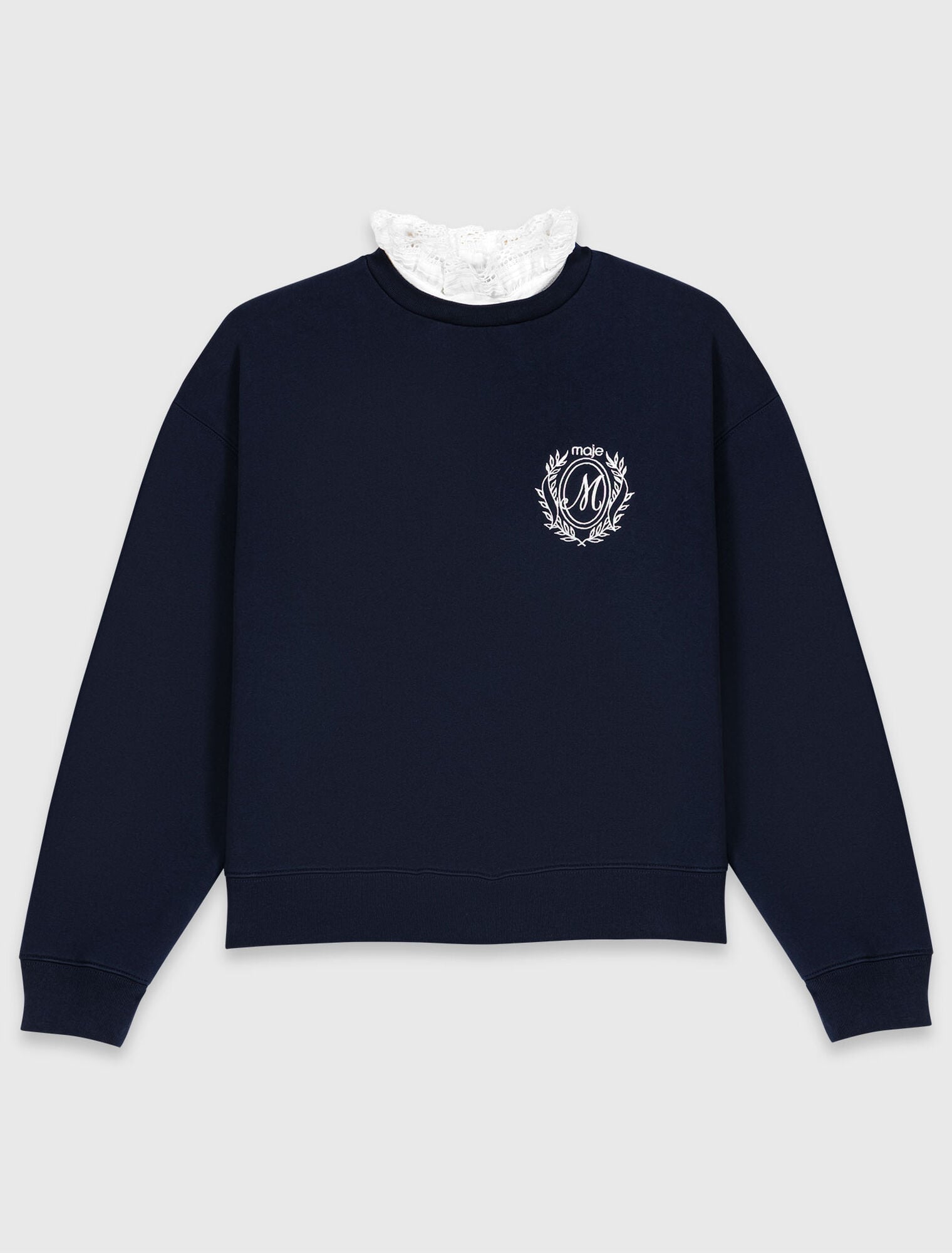 Sweatshirt avec d&eacute;tails en popeline